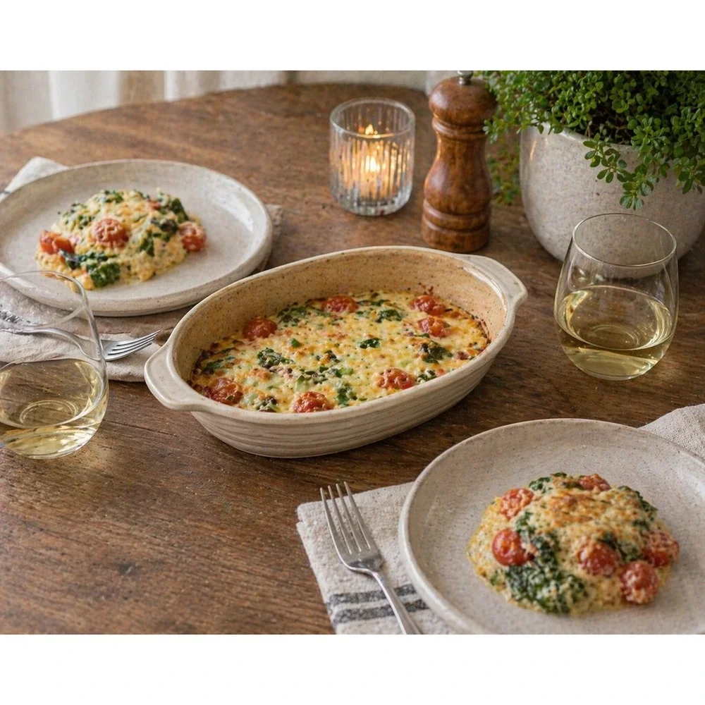 Pampered Chef Vanilla Oval Baker Stoneware 030104 Family Heritage Collection USA